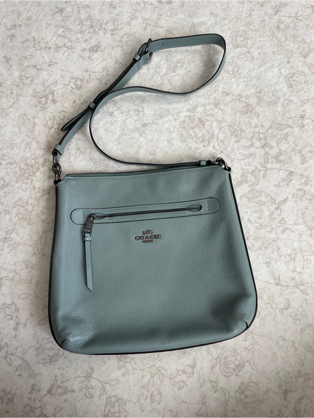 Coach Pebbled Leather Crossbody Bag in Light Blue